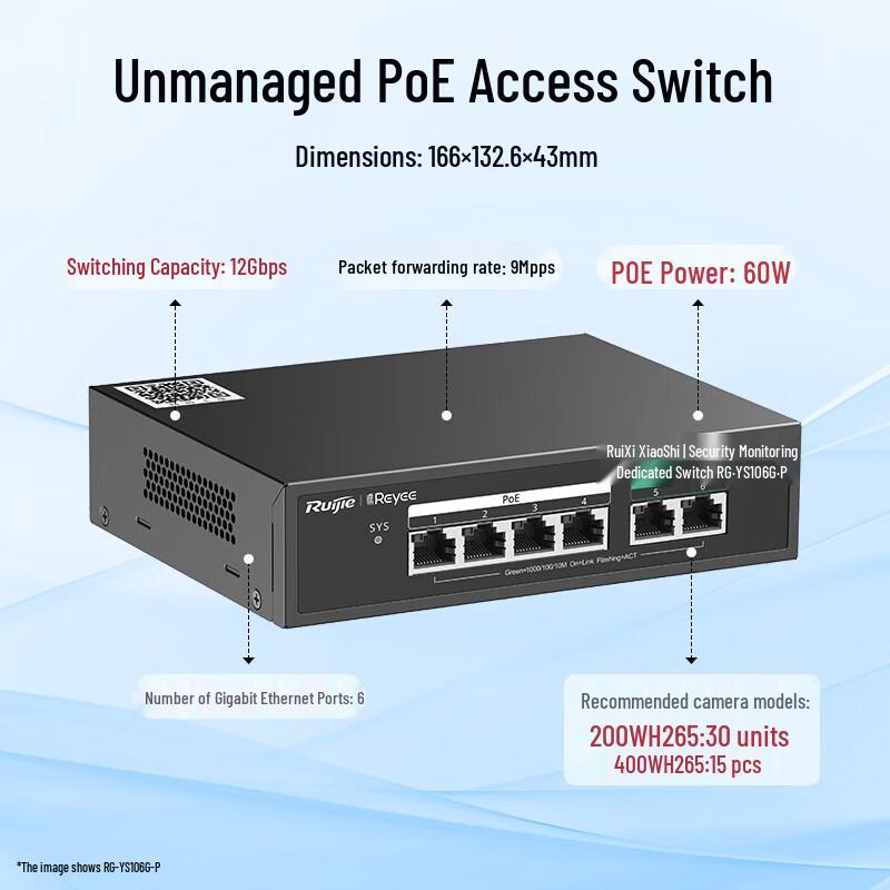 Ruijie RG-YS106G-P 6-Port Gigabit PoE Surveillance Switch
Ruijie RG-YS106G-P 6-Port Gigabit PoE Surveillance Switch