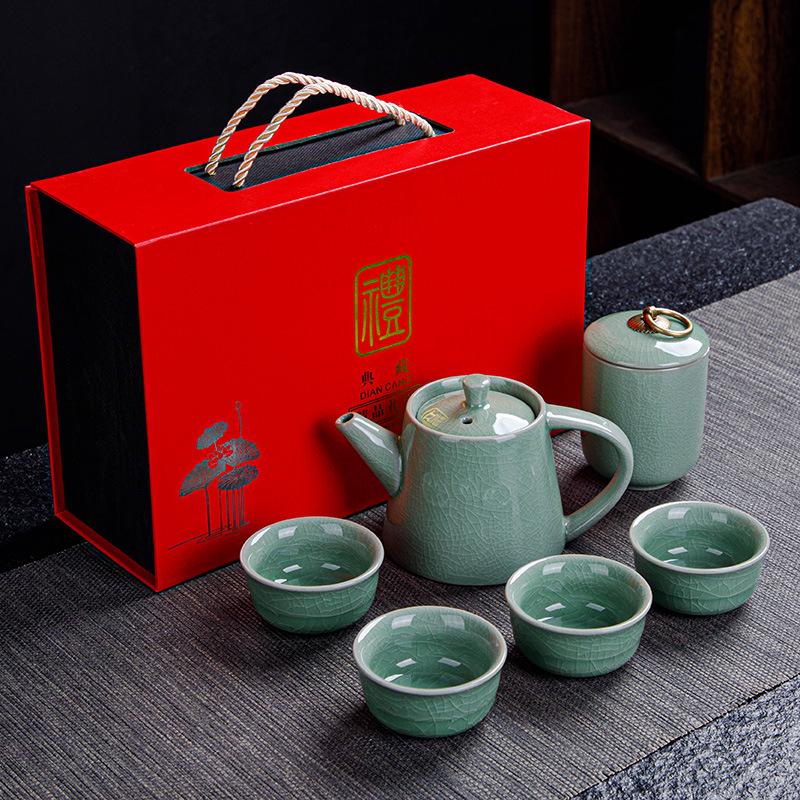 Ceramic Kung Fu Tea Set Gift Business Gift Set Ge Kiln Ru Kiln One Pot Six Cup Gift Box Ice Cracked Glaze
Ceramic Kung Fu Tea Set Gift Business Gift Set Ge Kiln Ru Kiln One Pot Six Cup Gift Box Ice Cracked Glaze
