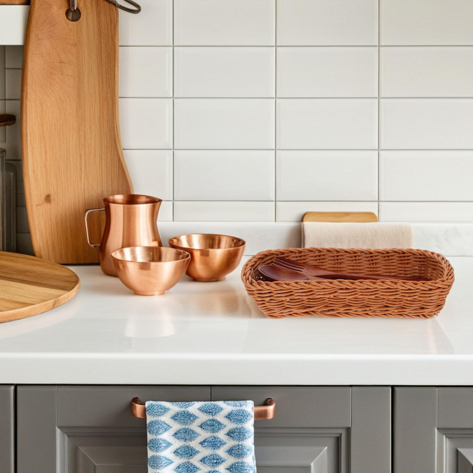 Reusable Plastic Rattan Basket for Cutlery Storage Chopsticks Fork Spoon Organizer Tableware Container Kitchen Utensil Storage 26X11X6CM
Reusable Plastic Rattan Basket for Cutlery Storage Chopsticks Fork Spoon Organizer Tableware Container Kitchen Utensil Storage 26X11X6CM