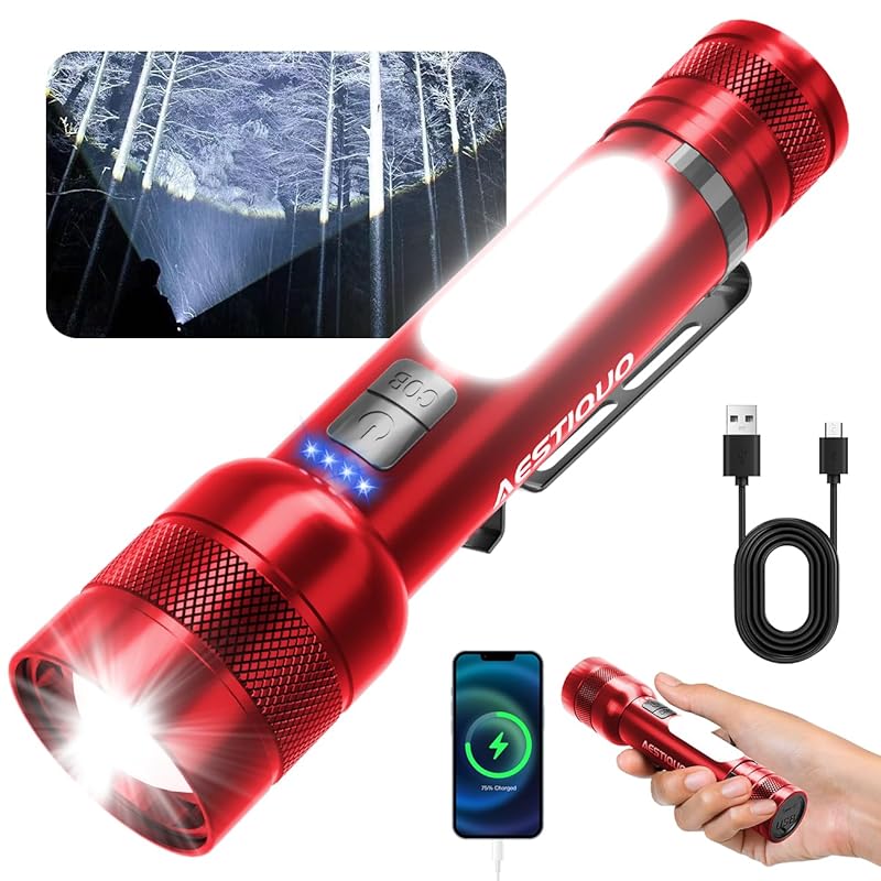 AESTIQUO super bright flashlight 25000 lumens small size With COB work light 9 modes dimming Type-C USB rechargeable IP56 waterproof and dustproof
AESTIQUO super bright flashlight 25000 lumens small size With COB work light 9 modes dimming Type-C USB rechargeable IP56 waterproof and dustproof