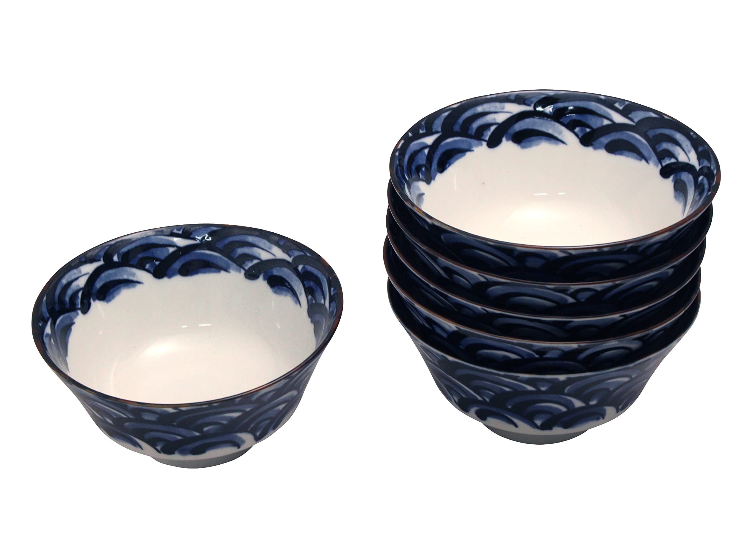 Castle Enterprises Made in Japan Mino Ware Everyday Use Series Wave Pattern Ramen Bowls, Set of 6, 18.1cm Diameter x 9cm Height
Castle Enterprises Made in Japan Mino Ware Everyday Use Series Wave Pattern Ramen Bowls, Set of 6, 18.1cm Diameter x 9cm Height