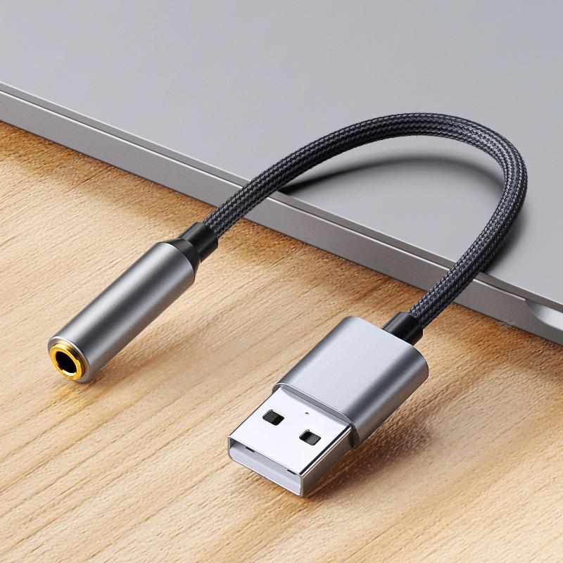 20-сантиметровий USB-адаптер для навушників, USB-3,5-мм, зовнішня звукова карта сірий колір
20-сантиметровий USB-адаптер для навушників, USB-3,5-мм, зовнішня звукова карта сірий колір