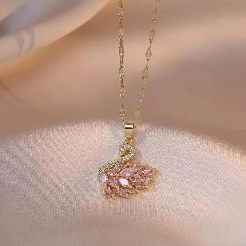 New Exquisite Full Crystal Pink Swan Pendant Necklace for Women Luxury Gold Color Stainless Steel Collar Korea Jewelry Colorfast рожевий
New Exquisite Full Crystal Pink Swan Pendant Necklace for Women Luxury Gold Color Stainless Steel Collar Korea Jewelry Colorfast рожевий