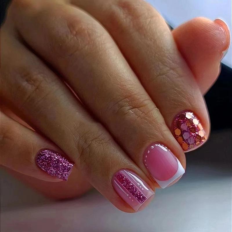 24-Piece Burst Flash Rose Pink Short Fake Nails with White French Tips - Trendy European & American Style
24-Piece Burst Flash Rose Pink Short Fake Nails with White French Tips - Trendy European & American Style
