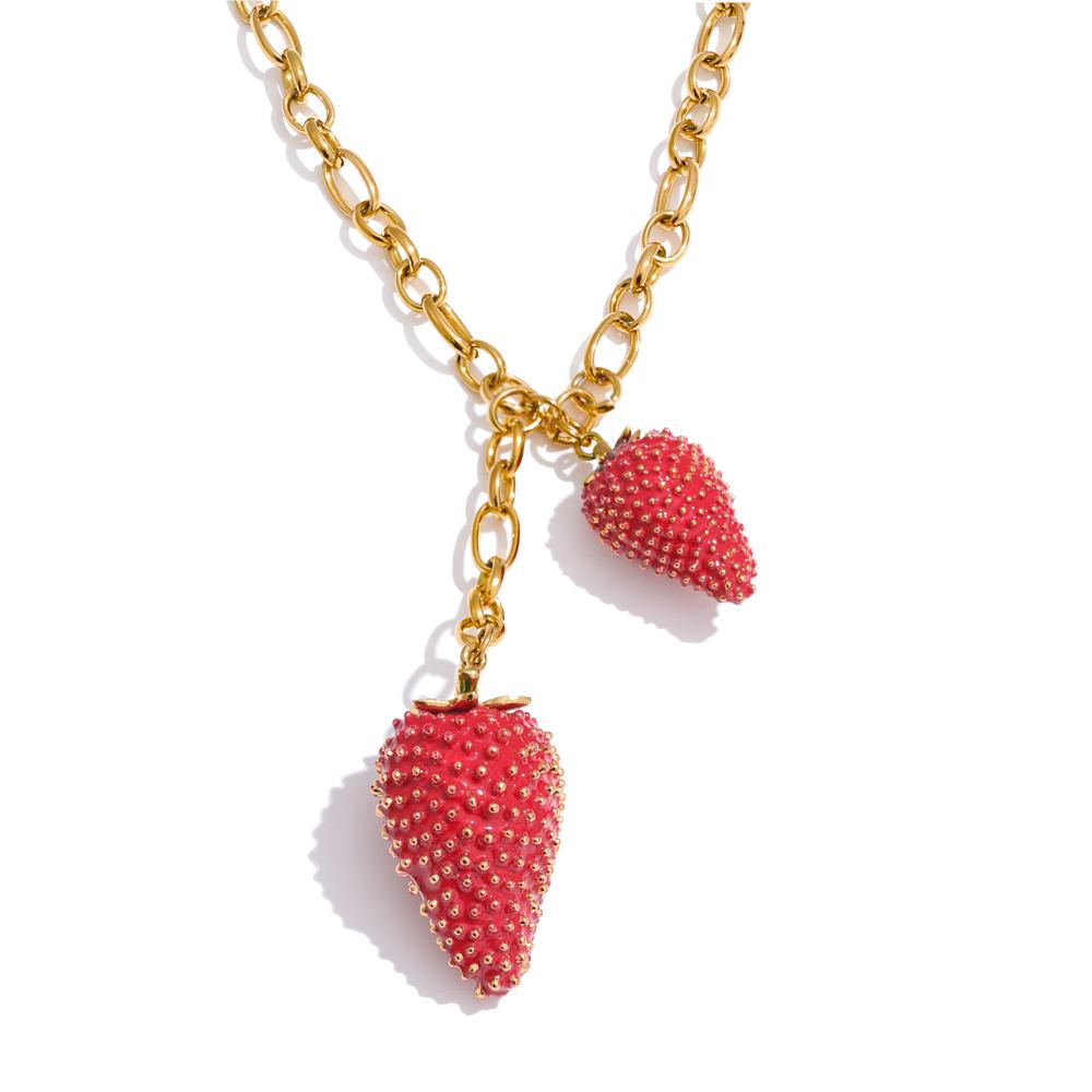 Yhpup Waterproof Sweet Red Lovey Strawberry Charms Pendant Necklace for Women Stainless Steel New Arrivals Trend Jewelry
Yhpup Waterproof Sweet Red Lovey Strawberry Charms Pendant Necklace for Women Stainless Steel New Arrivals Trend Jewelry