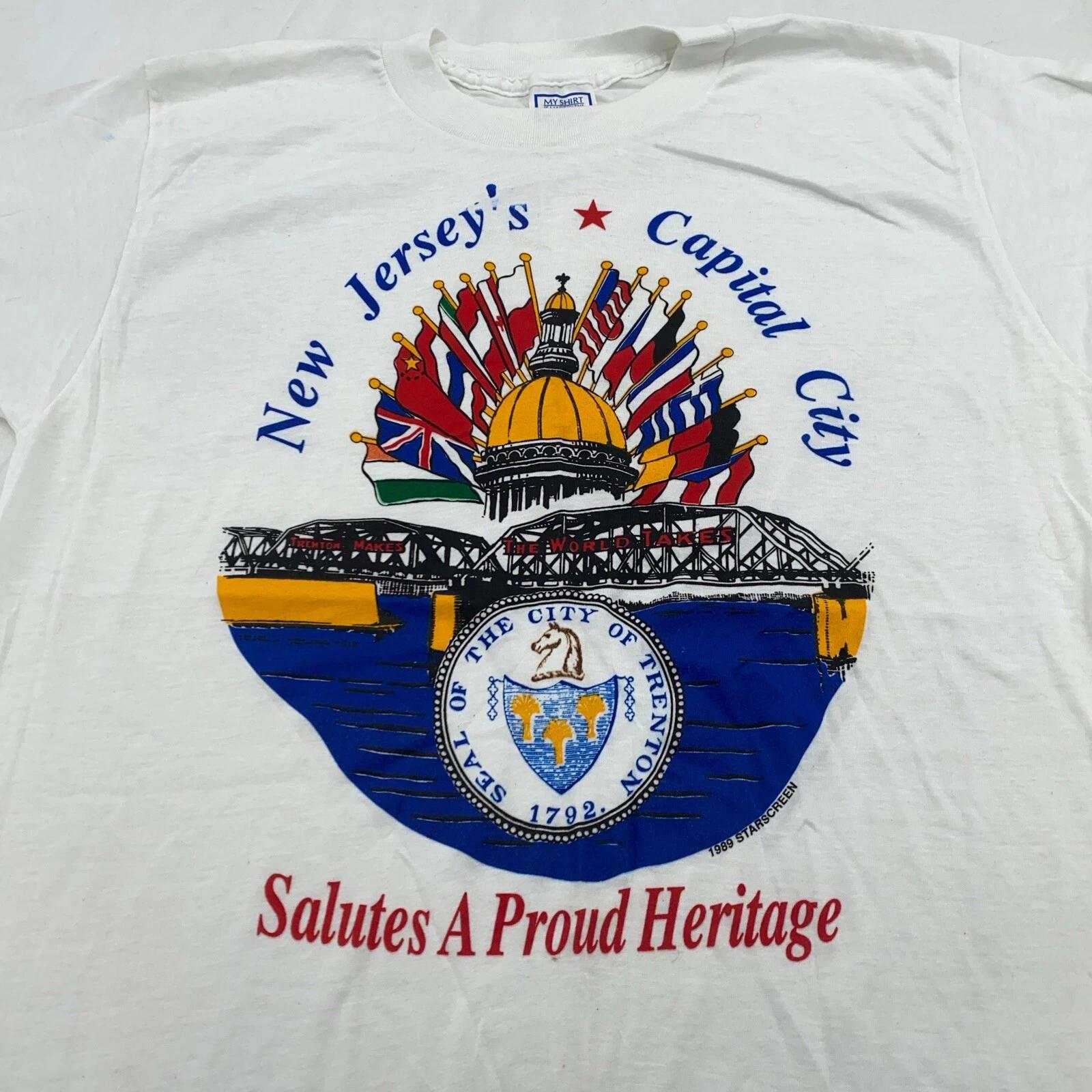 vintage 90s TRENTON NEW JERSEY CAPITAL CITY PROUD HERITAGE T-Shirt LARGE bridge 3XL
vintage 90s TRENTON NEW JERSEY CAPITAL CITY PROUD HERITAGE T-Shirt LARGE bridge 3XL