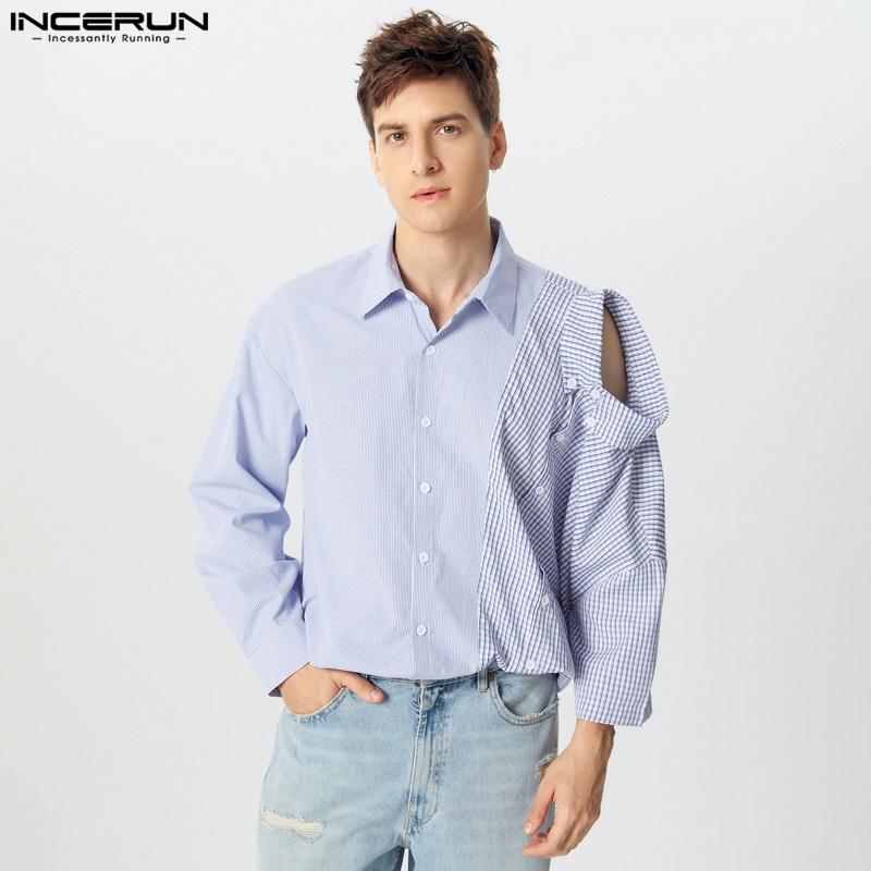 INCERUN Men Satnd Neck Long Sleeve Patchwork Striped Hollow Button Down Shirts 4XL синий
INCERUN Men Satnd Neck Long Sleeve Patchwork Striped Hollow Button Down Shirts 4XL синий