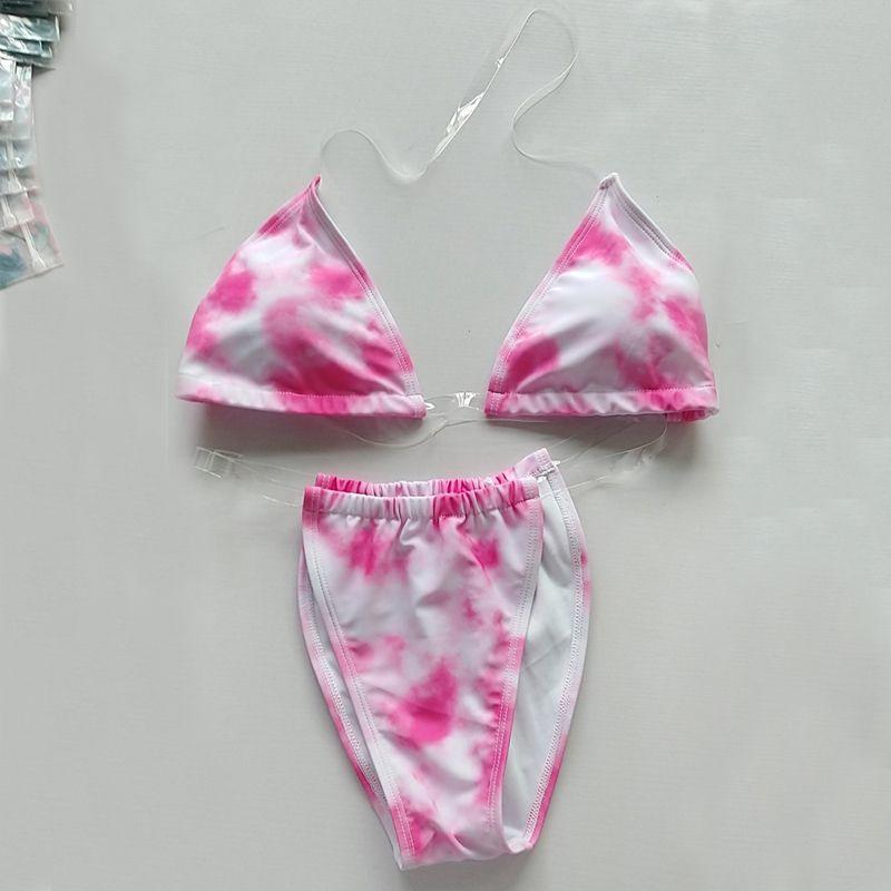 Summer Women Transparent Straps Halter Neck Solid Micro G String Bikini