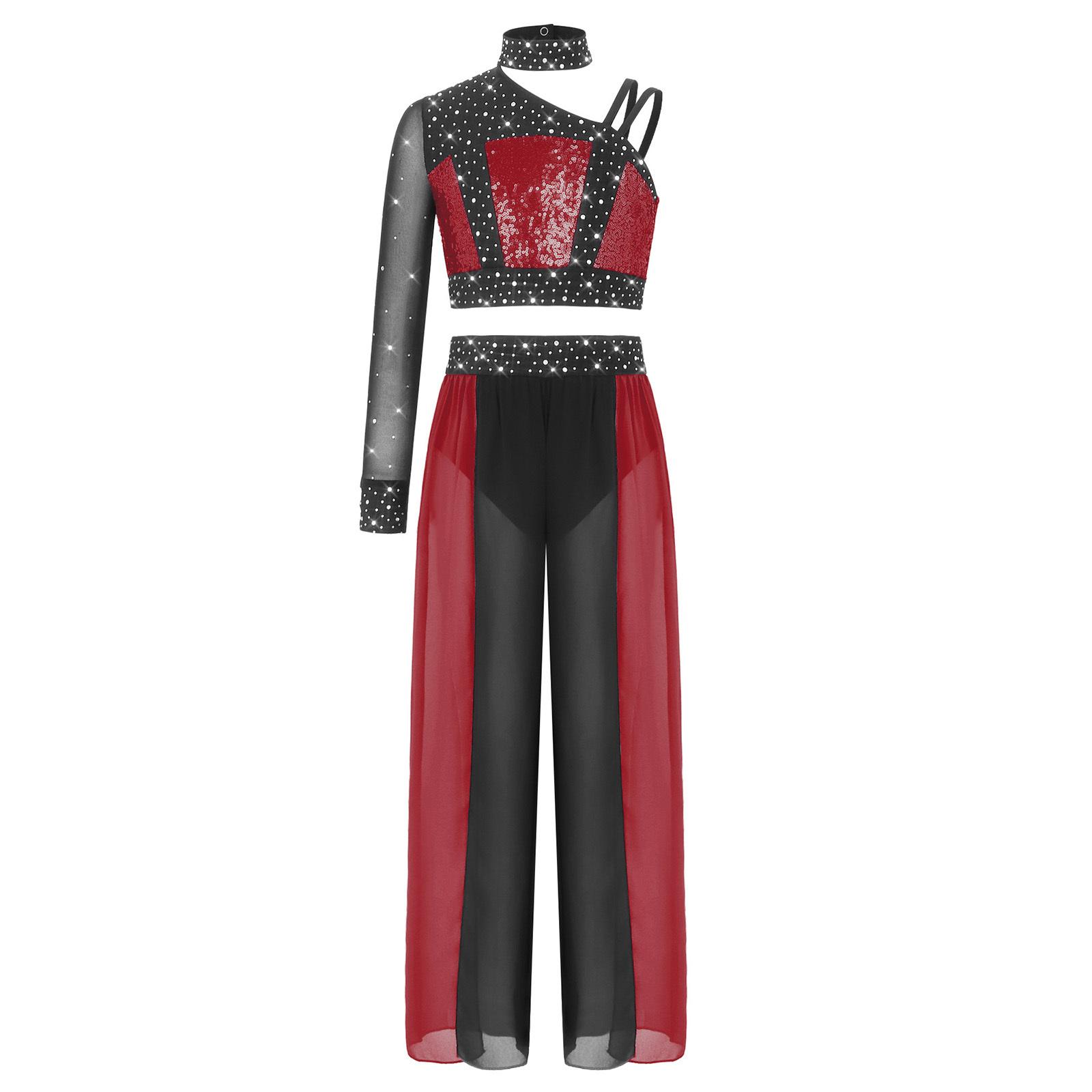 Girls Mesh Long Sleeve Shiny Sequins Crop Top Split Flowy Chiffon Pants Lyrical Dance Set 5-6 Years бордовий
Girls Mesh Long Sleeve Shiny Sequins Crop Top Split Flowy Chiffon Pants Lyrical Dance Set 5-6 Years бордовий