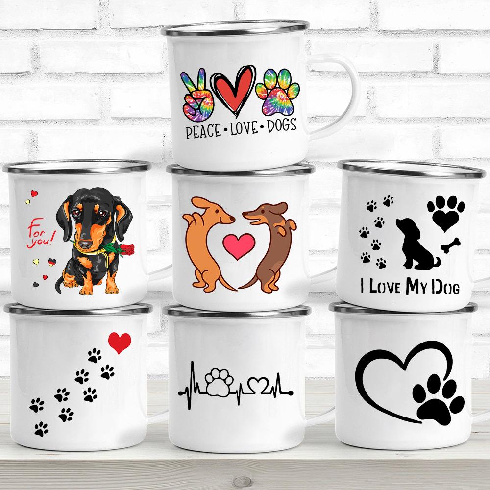 Peace Love Dogs Print Creative Enamel Coffee Mugs Cartoon Dachshunds Dog Paw Party Beer Juice Milk Cups Friend Birthday Gifts 360ML
Peace Love Dogs Print Creative Enamel Coffee Mugs Cartoon Dachshunds Dog Paw Party Beer Juice Milk Cups Friend Birthday Gifts 360ML