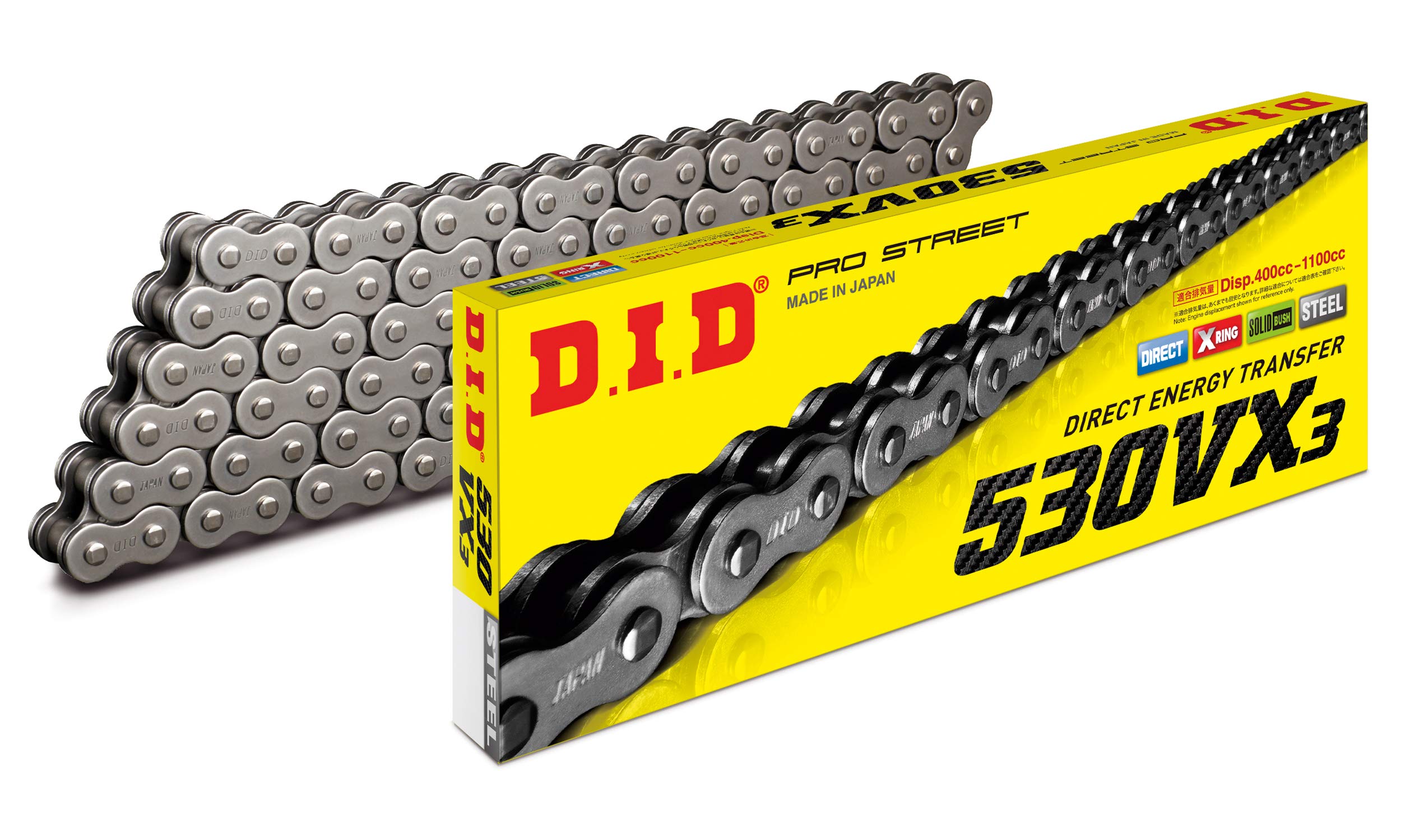 DID (530VX3X100ZB) Steel 100 Link High Performance VX Series X-Ring Chain with Connecting Link
DID (530VX3X100ZB) Steel 100 Link High Performance VX Series X-Ring Chain with Connecting Link
