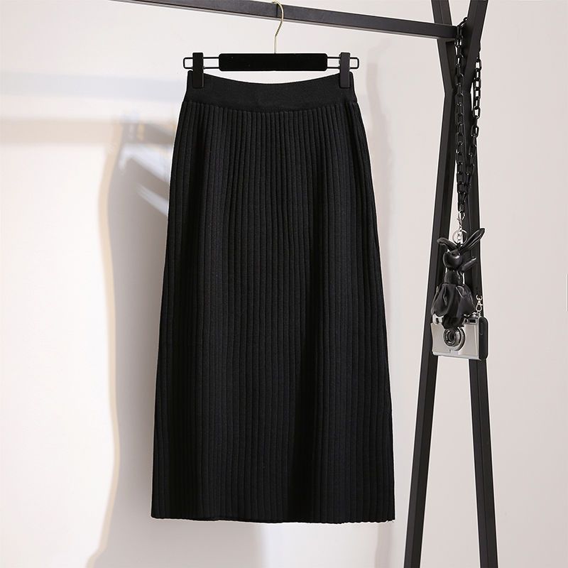 Женская офисная юбка, весенне-осенняя пикантная теплая трикотажная черная юбка-карандаш, женская элегантная длинная юбка с высокой талией для вечеринки и клуба S чёрный
