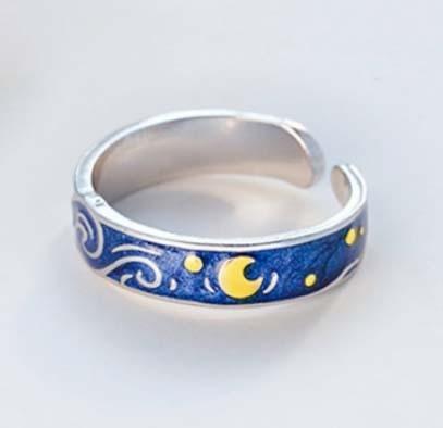 2pcs Couple Design Van Gogh Starry Sky Night Open Rings for Women Men Lovers Elegant Blue Stars Moon Adjustable Ring Jewelry
2pcs Couple Design Van Gogh Starry Sky Night Open Rings for Women Men Lovers Elegant Blue Stars Moon Adjustable Ring Jewelry
