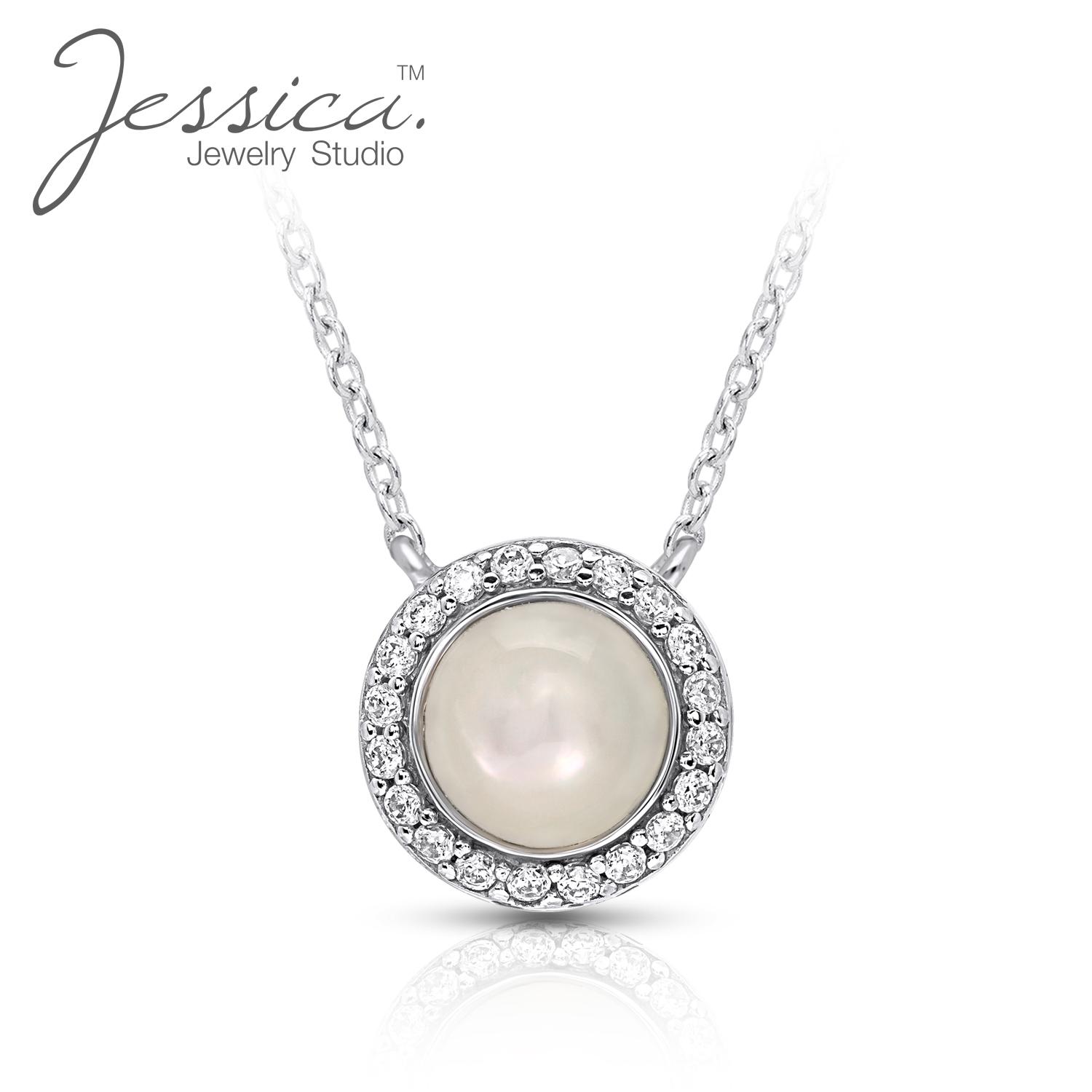 Ожерелье с подвеской из чистого серебра 925 пробы, натуральный круглый перламутр и CZ Halo
Ожерелье с подвеской из чистого серебра 925 пробы, натуральный круглый перламутр и CZ Halo