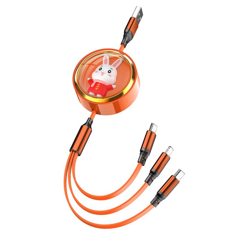 3-в-1 Висувний USB-кабель для передачі даних Милий кролик Декорація Зарядний кабель Сумісний для iOS Android Type-C orange #1
3-в-1 Висувний USB-кабель для передачі даних Милий кролик Декорація Зарядний кабель Сумісний для iOS Android Type-C orange #1