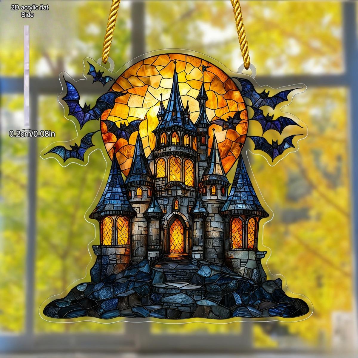 Moonlight Castle, Crystal Window Acrylic Hanging Decoration Sign, Featuring Gothic Towers and Flying Bats, and Special Occasions, Festive Decorations 20*20cm
Moonlight Castle, Crystal Window Acrylic Hanging Decoration Sign, Featuring Gothic Towers and Flying Bats, and Special Occasions, Festive Decorations 20*20cm