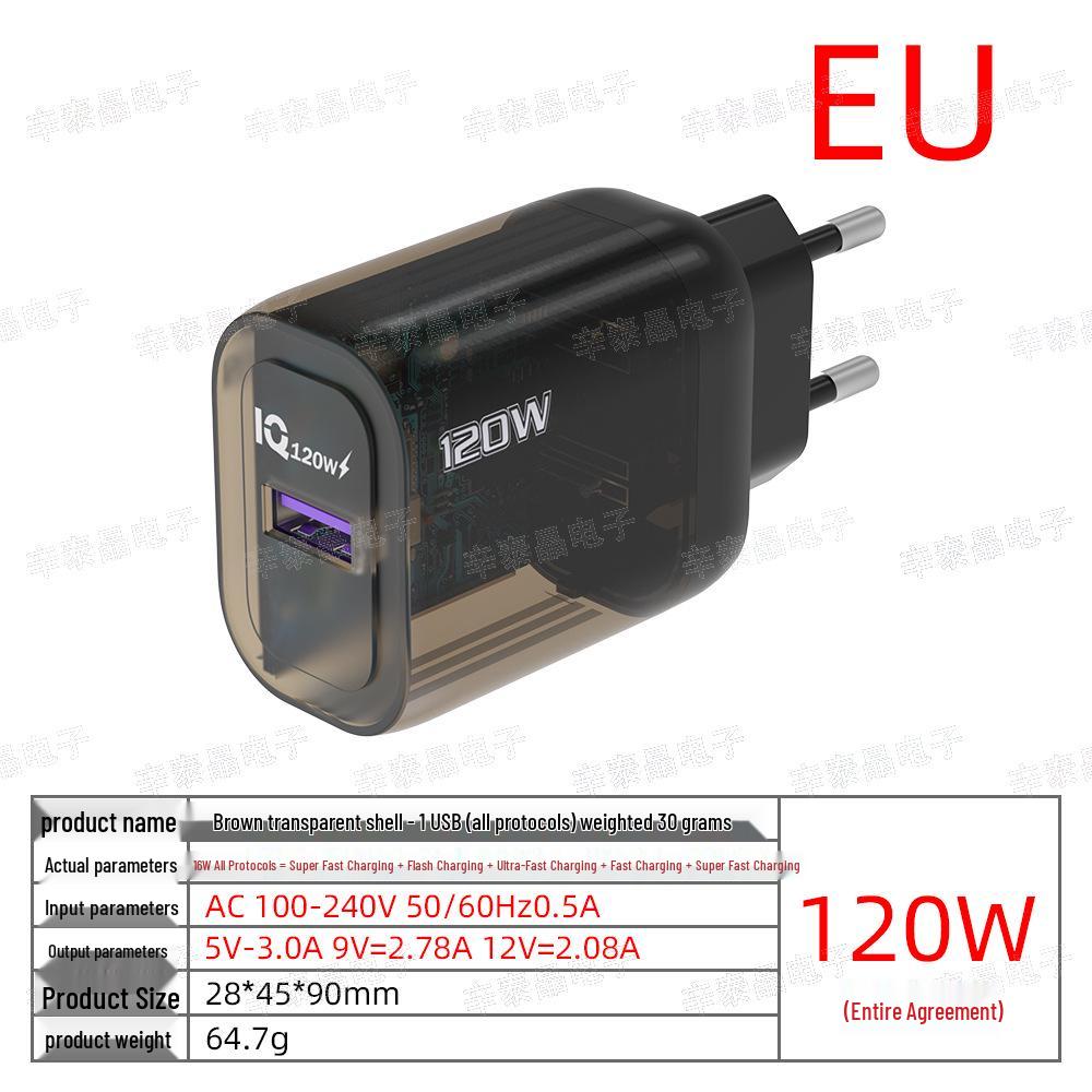 120W Cross-Border USB Charger: European/American/UK Standard, Fast Charging, Single USB Port Bare Machine Matte Bag
120W Cross-Border USB Charger: European/American/UK Standard, Fast Charging, Single USB Port Bare Machine Matte Bag