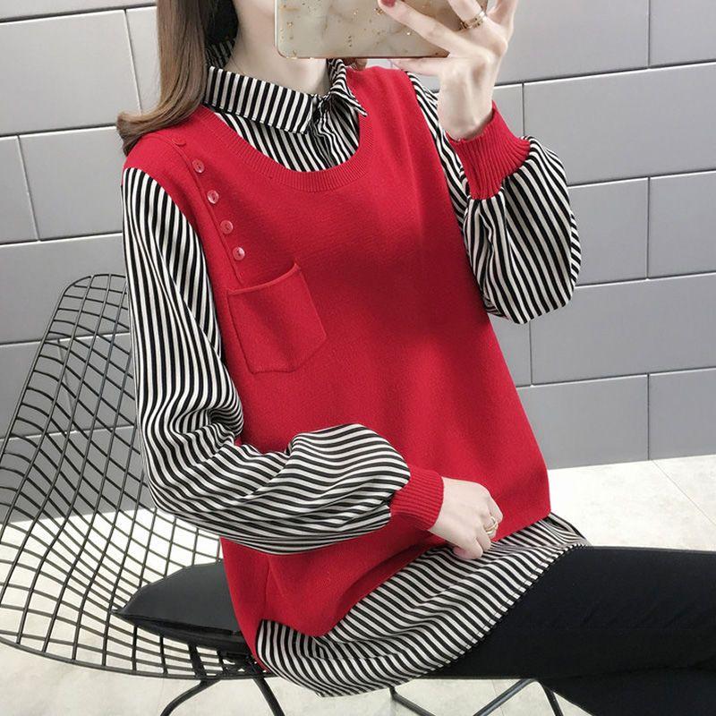 Поддельные две футболки, женская блузка, весенне-осенняя свободная корейская трикотажная одежда с длинными рукавами, женская мода, универсальная женская одежда XXXL красный
Поддельные две футболки, женская блузка, весенне-осенняя свободная корейская трикотажная одежда с длинными рукавами, женская мода, универсальная женская одежда XXXL красный