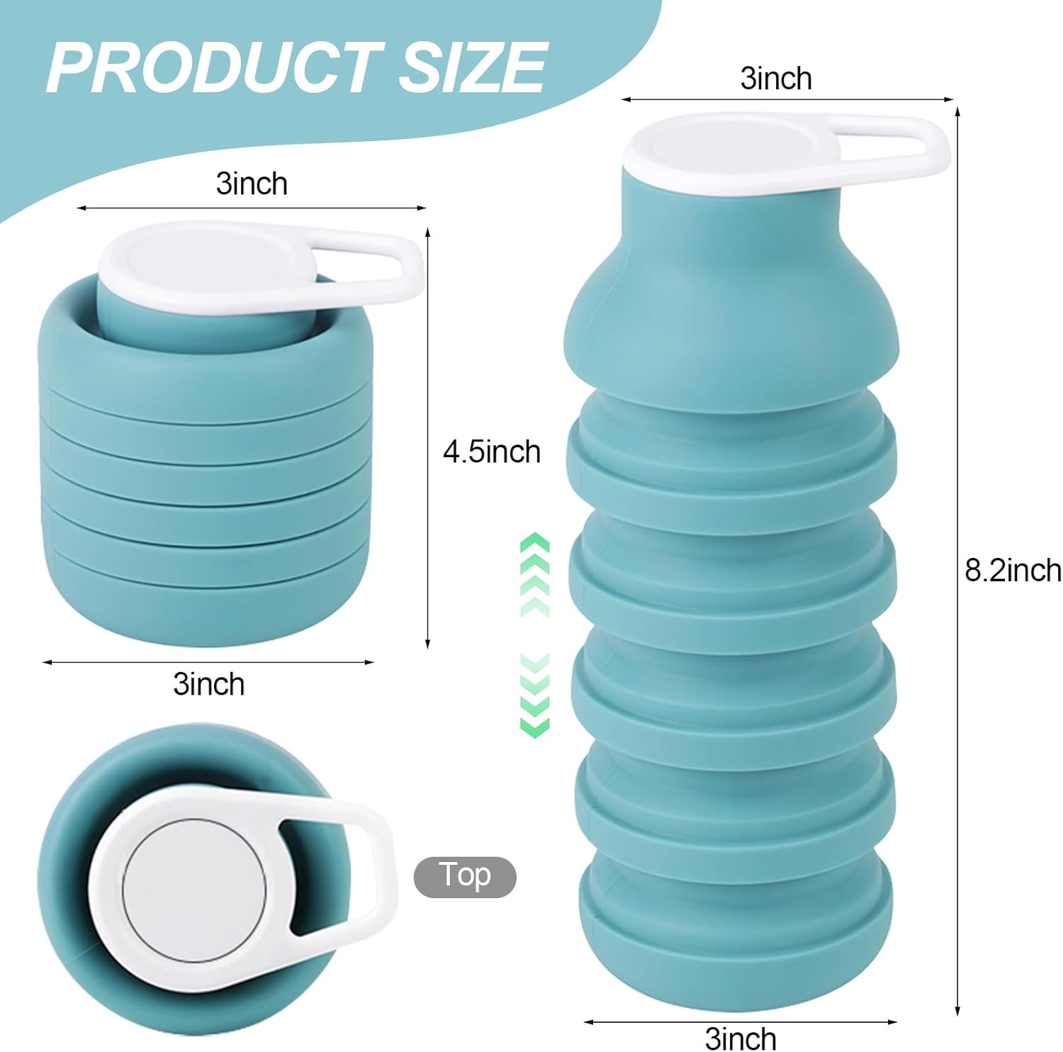 Collapsible Water Bottle Reusable BPA-Free Silicone with Carabiner Clip Suitable for Outdoor Traveling небо синє кольору
Collapsible Water Bottle Reusable BPA-Free Silicone with Carabiner Clip Suitable for Outdoor Traveling небо синє кольору