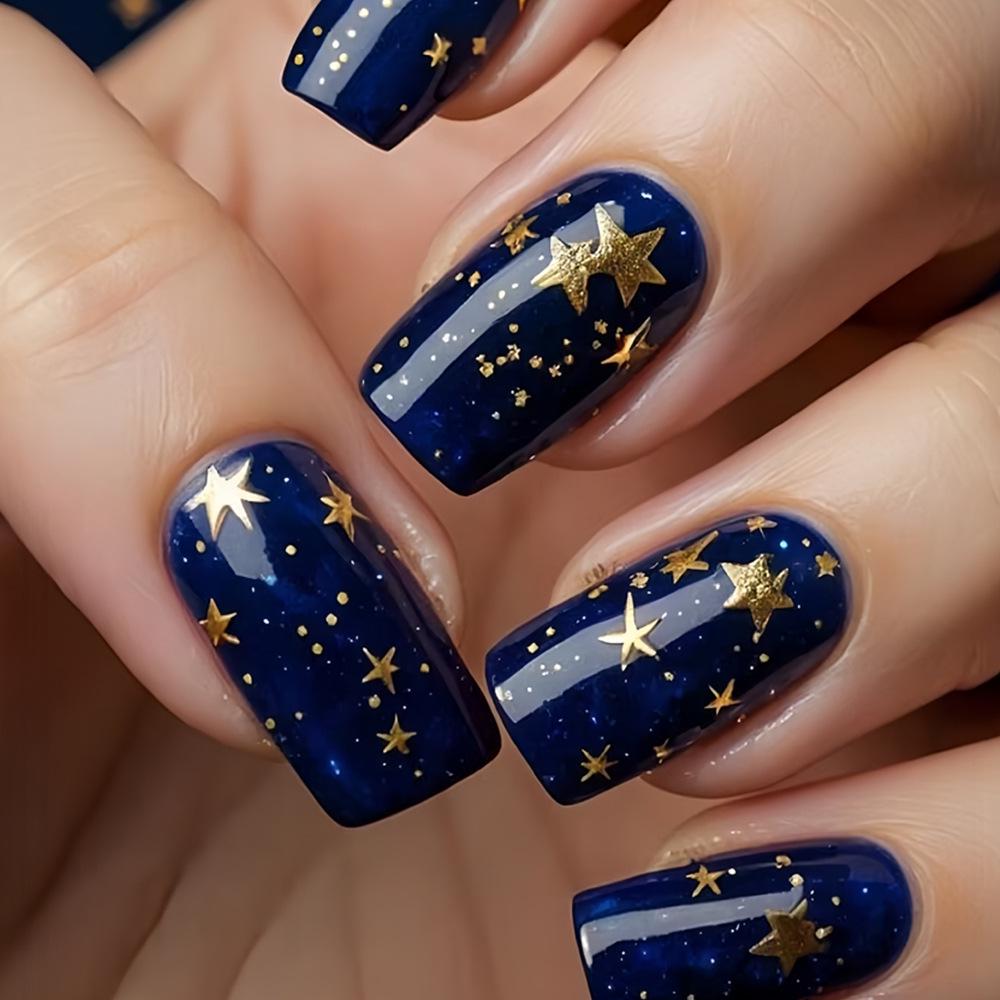 Cross-border 24-Piece Gold Starry Sky Press-On Nails: Glossy Chinese-Style High-End False Nails.
Cross-border 24-Piece Gold Starry Sky Press-On Nails: Glossy Chinese-Style High-End False Nails.