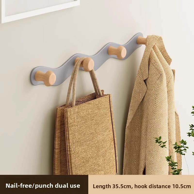 Крючок на дверь Настенная вешалка для одежды без пробивки Крючок для одежды Входная дверь Настенный крючок для пальто и шляп Крючок-рейка для спальни 4 hooks серый