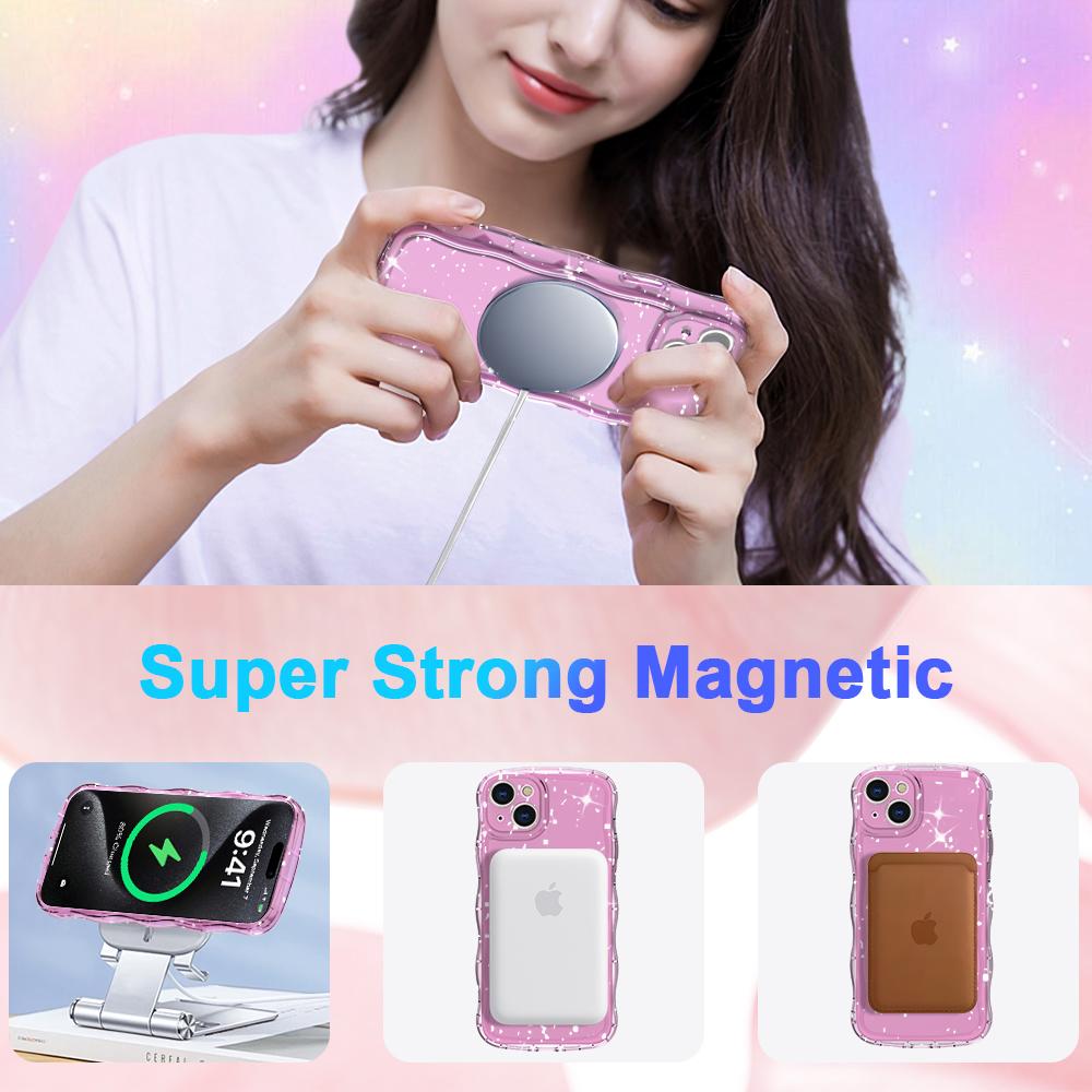 For iPhone 15 Plus Magnetic Case Wave Edge Glitter TPU Phone Back Cover Laser Butterfly
For iPhone 15 Plus Magnetic Case Wave Edge Glitter TPU Phone Back Cover Laser Butterfly