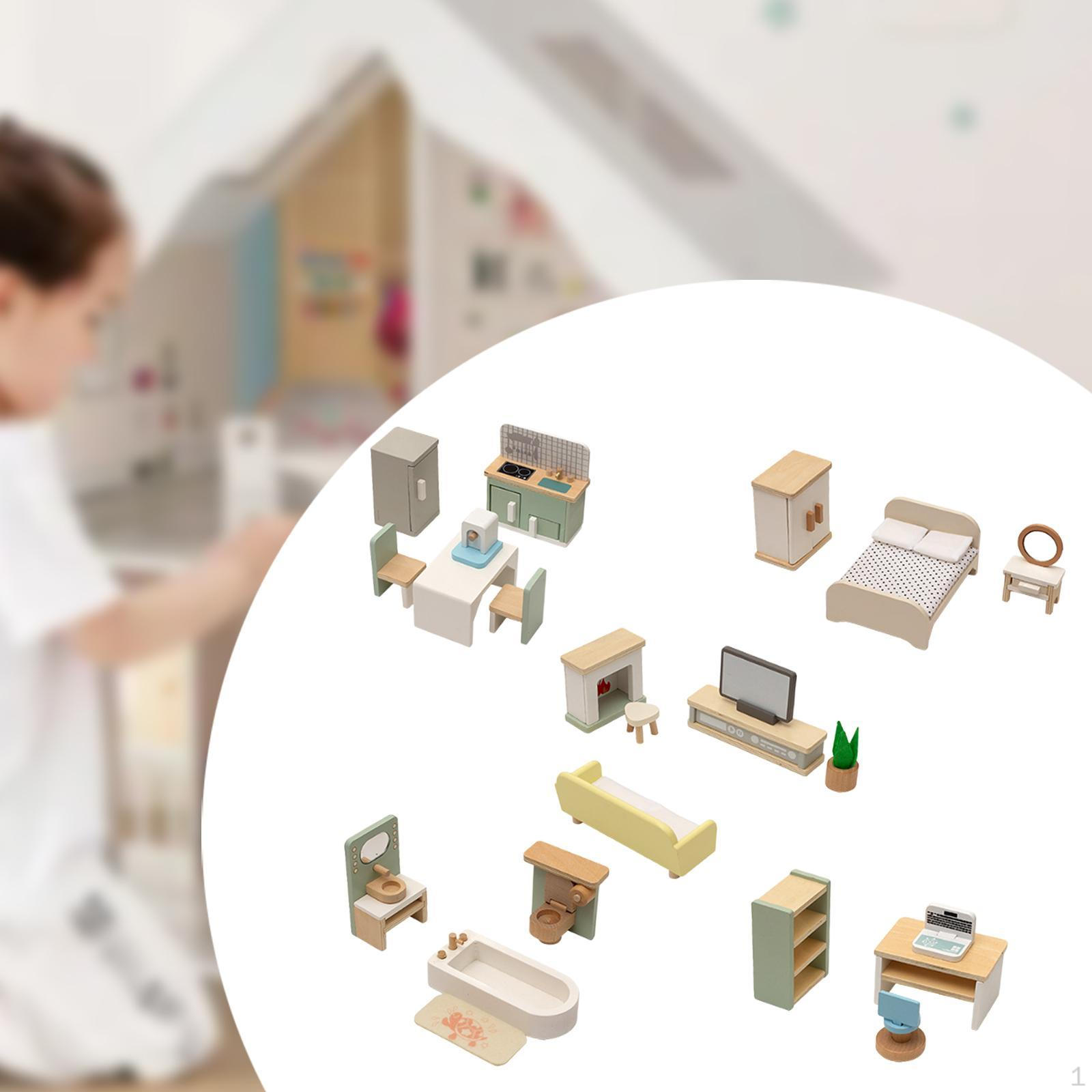 Wooden Dollhouse Furniture Set Children Toy Realistic Mini Scenery Pretend Toys
Wooden Dollhouse Furniture Set Children Toy Realistic Mini Scenery Pretend Toys