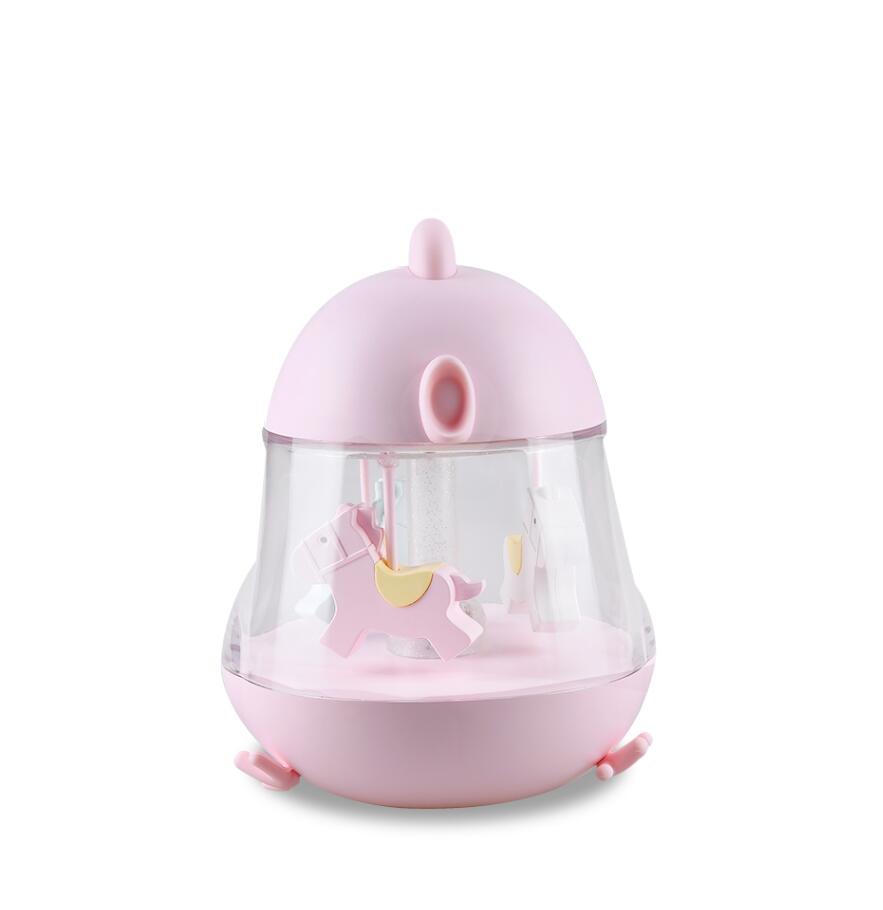 Светодиодный ночник, детская карусель с животными, ночник, мультяшная детская лампа, вращающаяся лошадь-карусель розовый