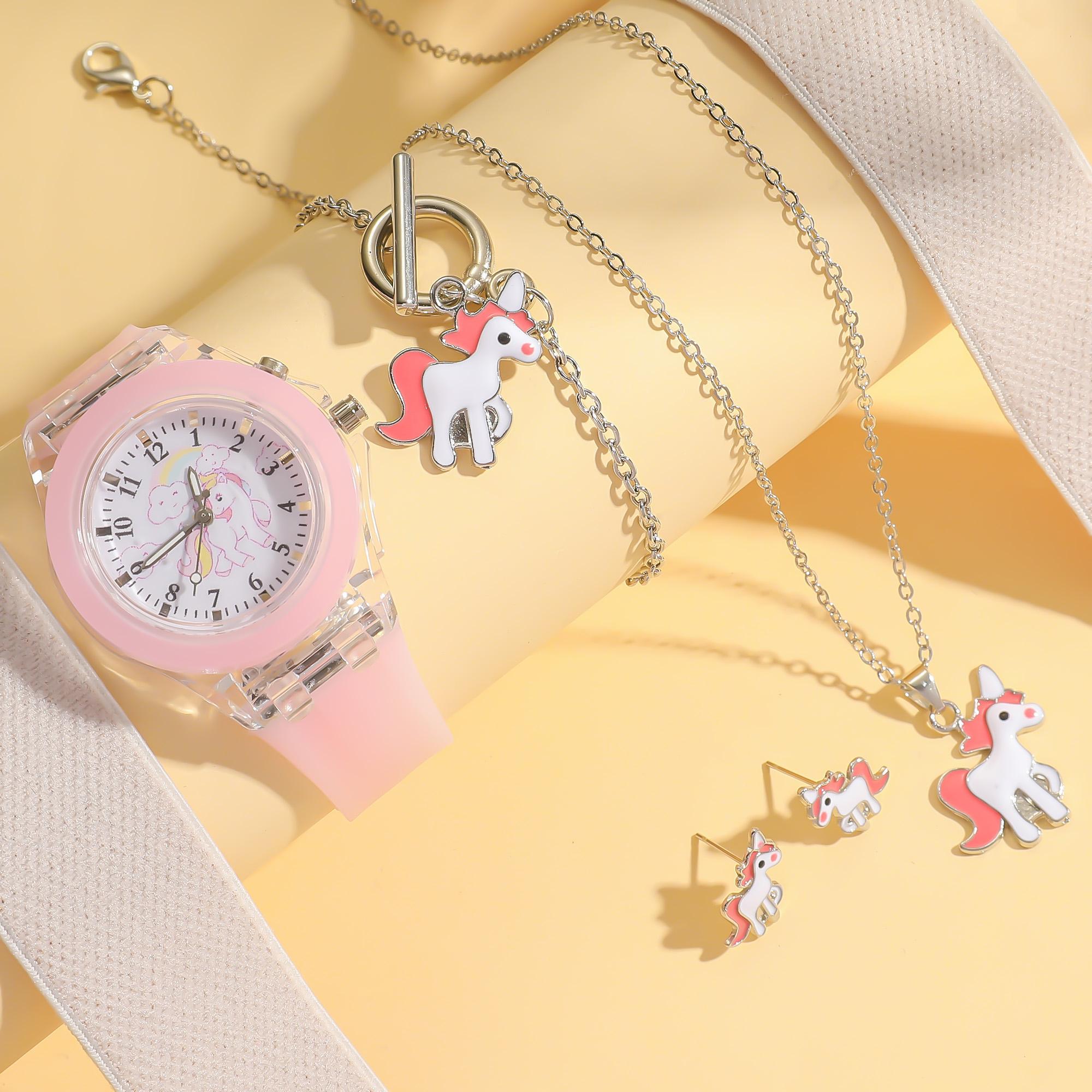 Four-piece set of unboxed watches and pink ponies for girls, suitable for festivals and birthday gifts розовый
Four-piece set of unboxed watches and pink ponies for girls, suitable for festivals and birthday gifts розовый