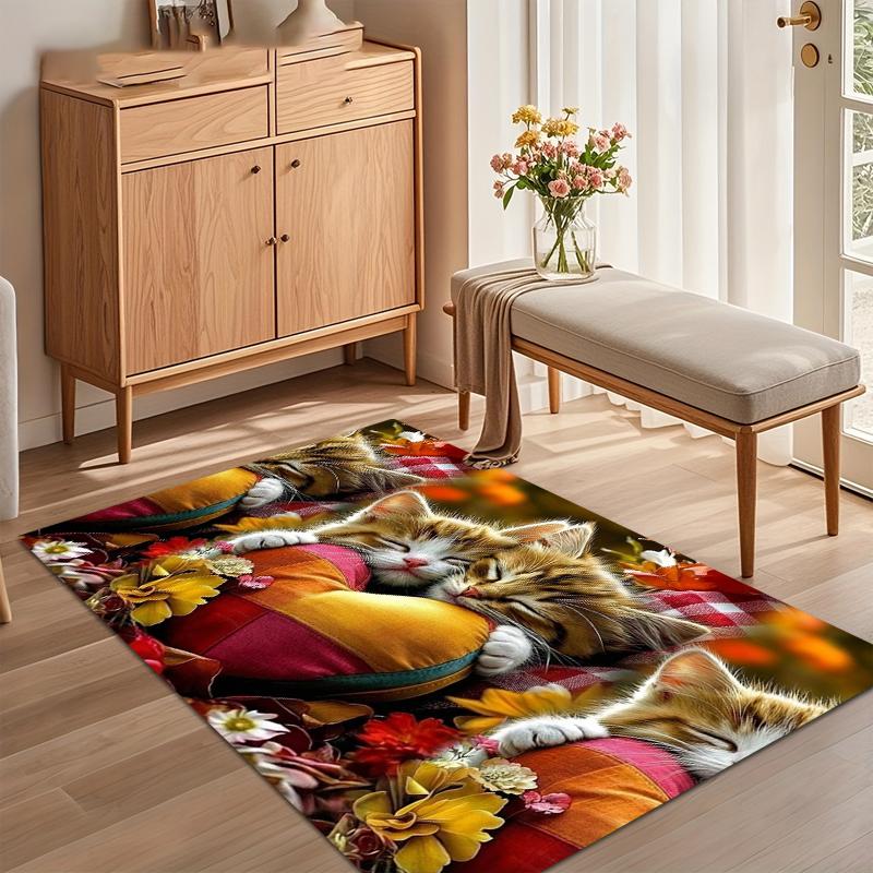 Cozy Kittens on Heart Pillow Floral Area Rug Non Slip Soft Floor Carpet for Living Room Bedroom Kids Room Charming Warm Decor 40X60cm
Cozy Kittens on Heart Pillow Floral Area Rug Non Slip Soft Floor Carpet for Living Room Bedroom Kids Room Charming Warm Decor 40X60cm