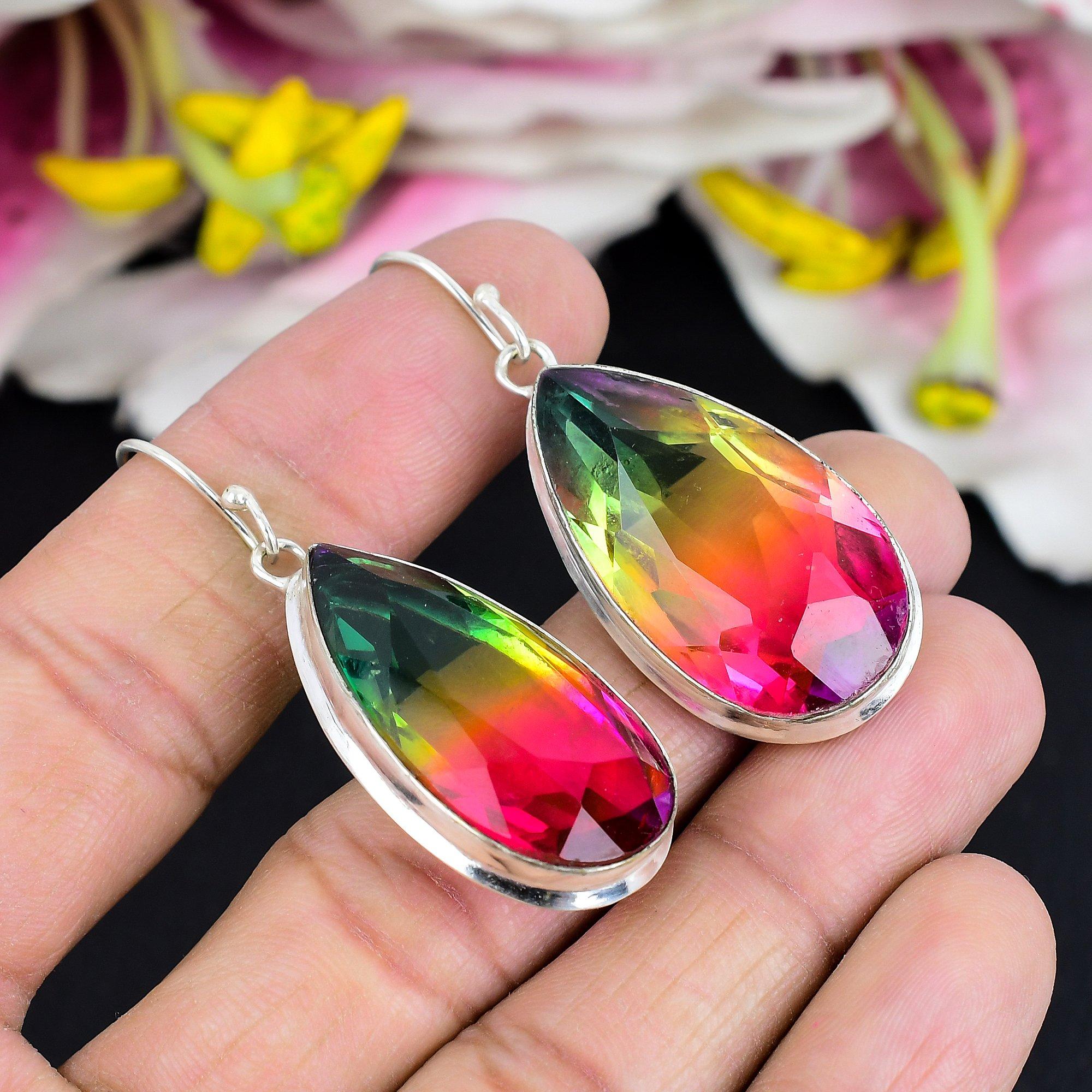Bi-Color Tourmaline Gemstone 925 Sterling Silver Jewelry Earring 2.13 KG-1760
Bi-Color Tourmaline Gemstone 925 Sterling Silver Jewelry Earring 2.13 KG-1760