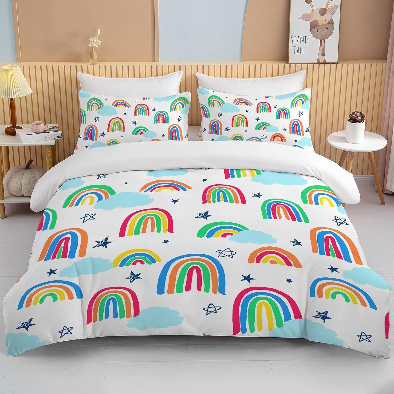 Home Textile Three-Piece Colorful Little Rainbow Cartoon Digital Printing Quilt Pillowcase Bedding 90 * 200 two-piece set
Home Textile Three-Piece Colorful Little Rainbow Cartoon Digital Printing Quilt Pillowcase Bedding 90 * 200 two-piece set