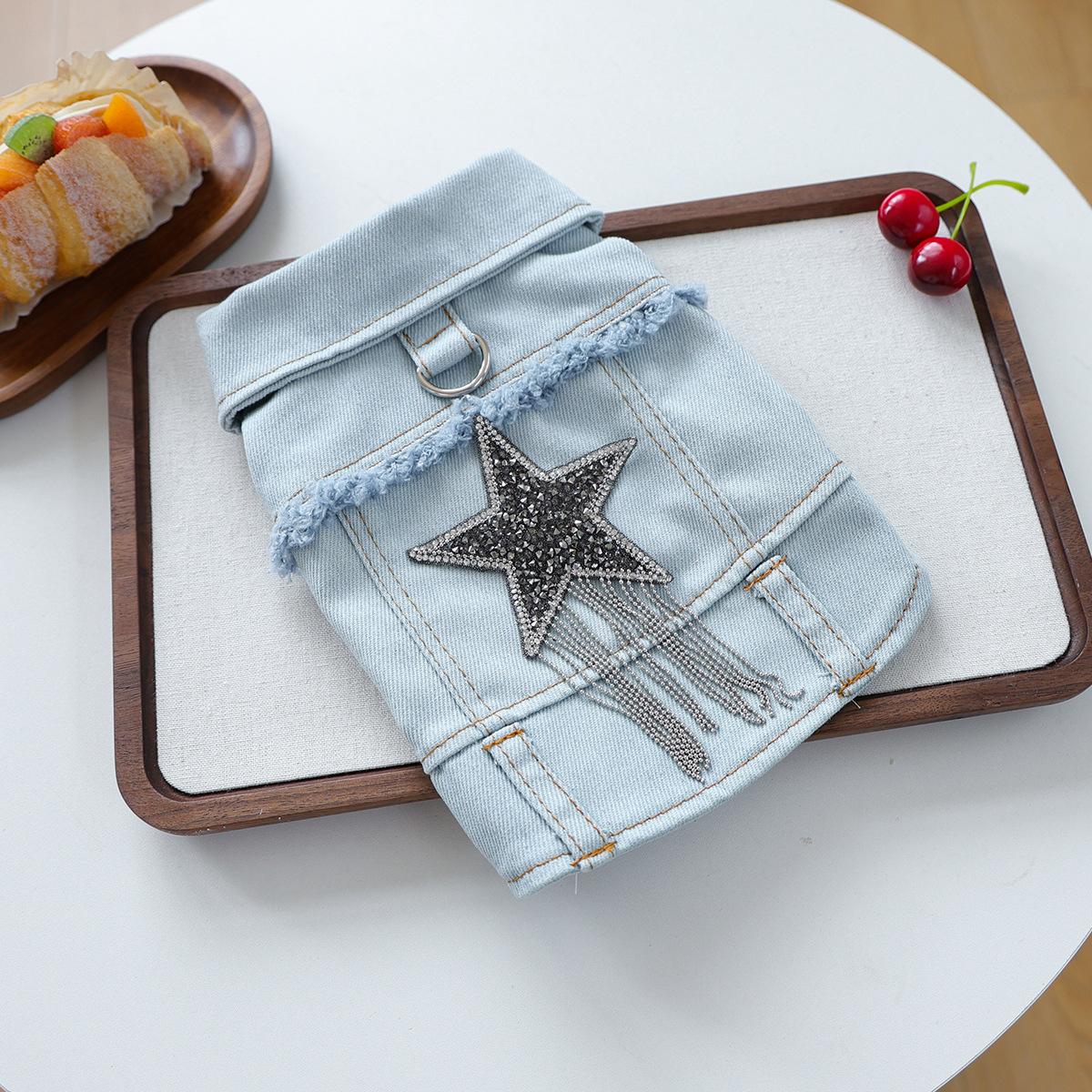 Small Medium Dog Denim Vest with Star Patterned Diamond Fringe Unique Pet Clothing for Boys Girls Light Blue Puppy Denim Jacket XS-1-1.5kg
Small Medium Dog Denim Vest with Star Patterned Diamond Fringe Unique Pet Clothing for Boys Girls Light Blue Puppy Denim Jacket XS-1-1.5kg