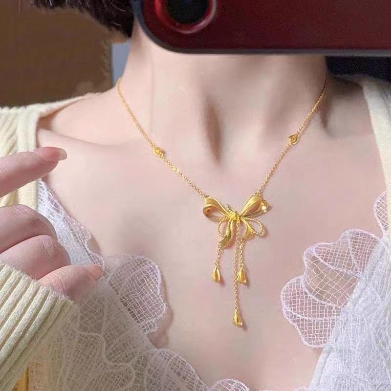 Real Gold Bow Pendant for Woman Luxury AU750 Pendant Necklace Fine Jewelry High-quality Banquet Gift
Real Gold Bow Pendant for Woman Luxury AU750 Pendant Necklace Fine Jewelry High-quality Banquet Gift