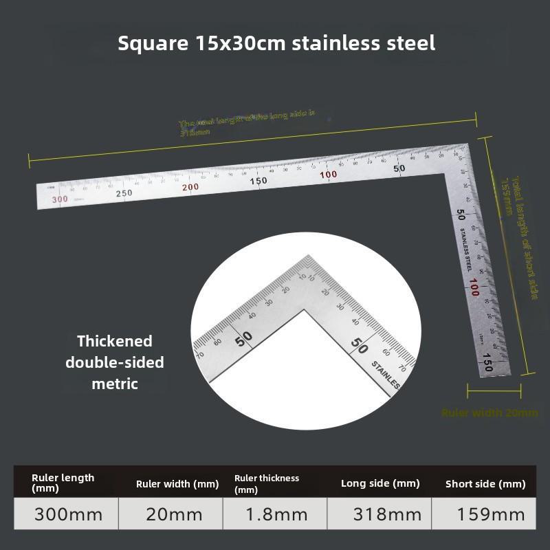 Кутник з нержавіючої сталі 90° L-подібний для деревообробки 15x30CM stainless steel square ruler
Кутник з нержавіючої сталі 90° L-подібний для деревообробки 15x30CM stainless steel square ruler