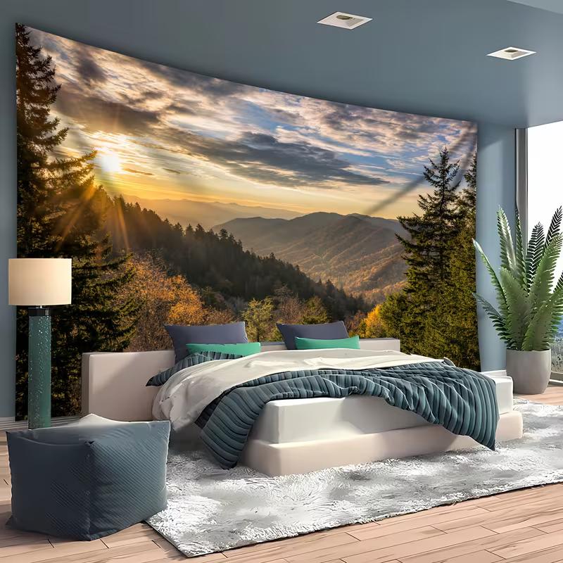 2D Smoky Mountain Sunset Tapestry, Nature Landscape with Pine Trees and Sun Rays Wall Art 47.2x31.5inch/120*80cm
2D Smoky Mountain Sunset Tapestry, Nature Landscape with Pine Trees and Sun Rays Wall Art 47.2x31.5inch/120*80cm