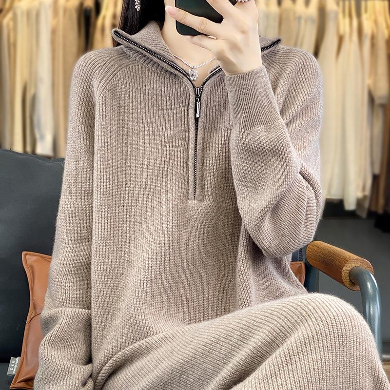 Женское вязаное платье из 100% шерсти с отложным воротником и половинной застежкой-молнией, экстра-длинное и длиной до колена. L (115-130 jin)
Женское вязаное платье из 100% шерсти с отложным воротником и половинной застежкой-молнией, экстра-длинное и длиной до колена. L (115-130 jin)