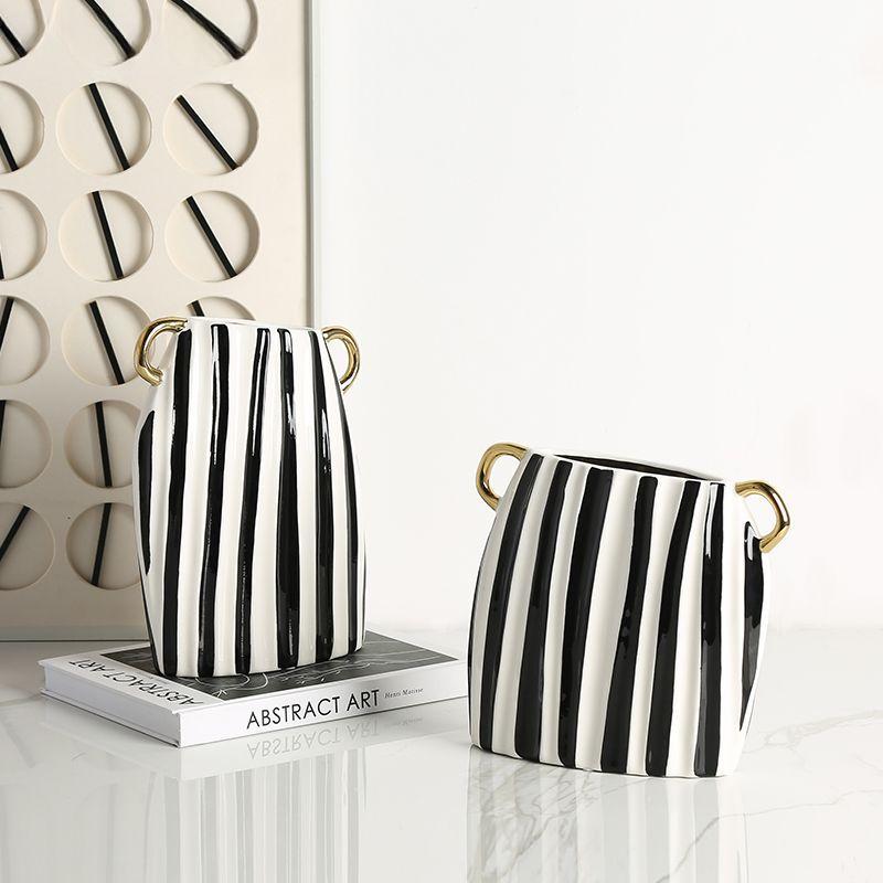 Ceramic Vase Geometric Stripes Vertical Striped Gold Ear Ceramic Bottle Porcelain Handicraft Ornaments Home Decoration
Ceramic Vase Geometric Stripes Vertical Striped Gold Ear Ceramic Bottle Porcelain Handicraft Ornaments Home Decoration
