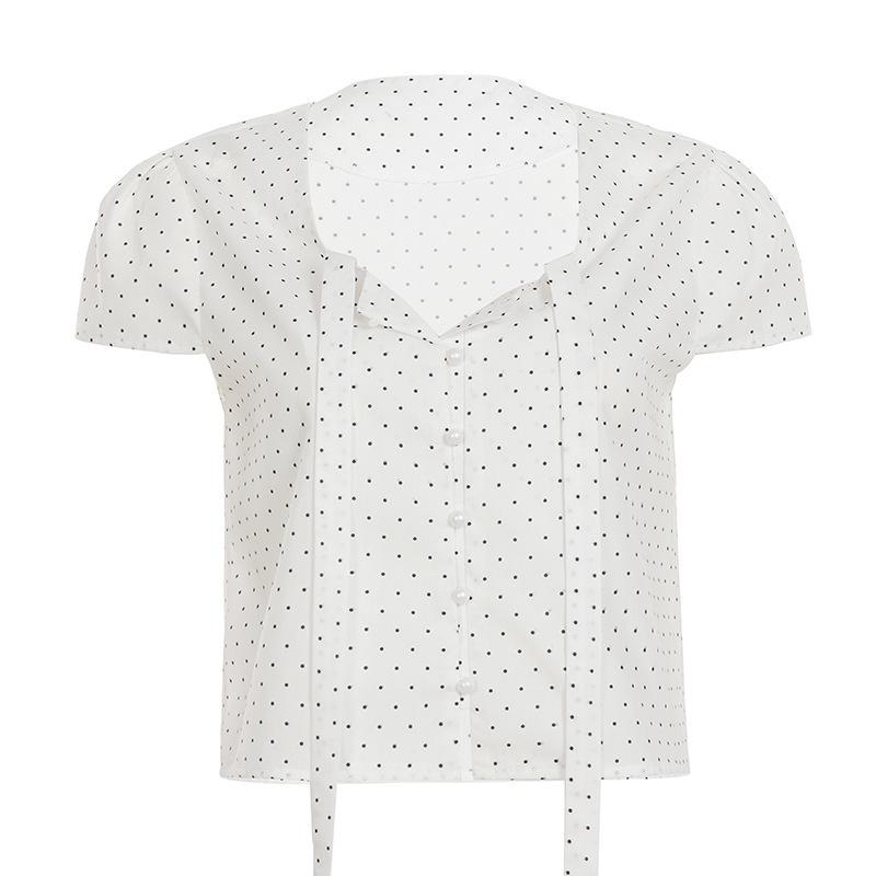 French Polka Dot Bow Tie Strap Shirt - Sweet Summer Slim Fit Short Sleeve Top Large білий
French Polka Dot Bow Tie Strap Shirt - Sweet Summer Slim Fit Short Sleeve Top Large білий