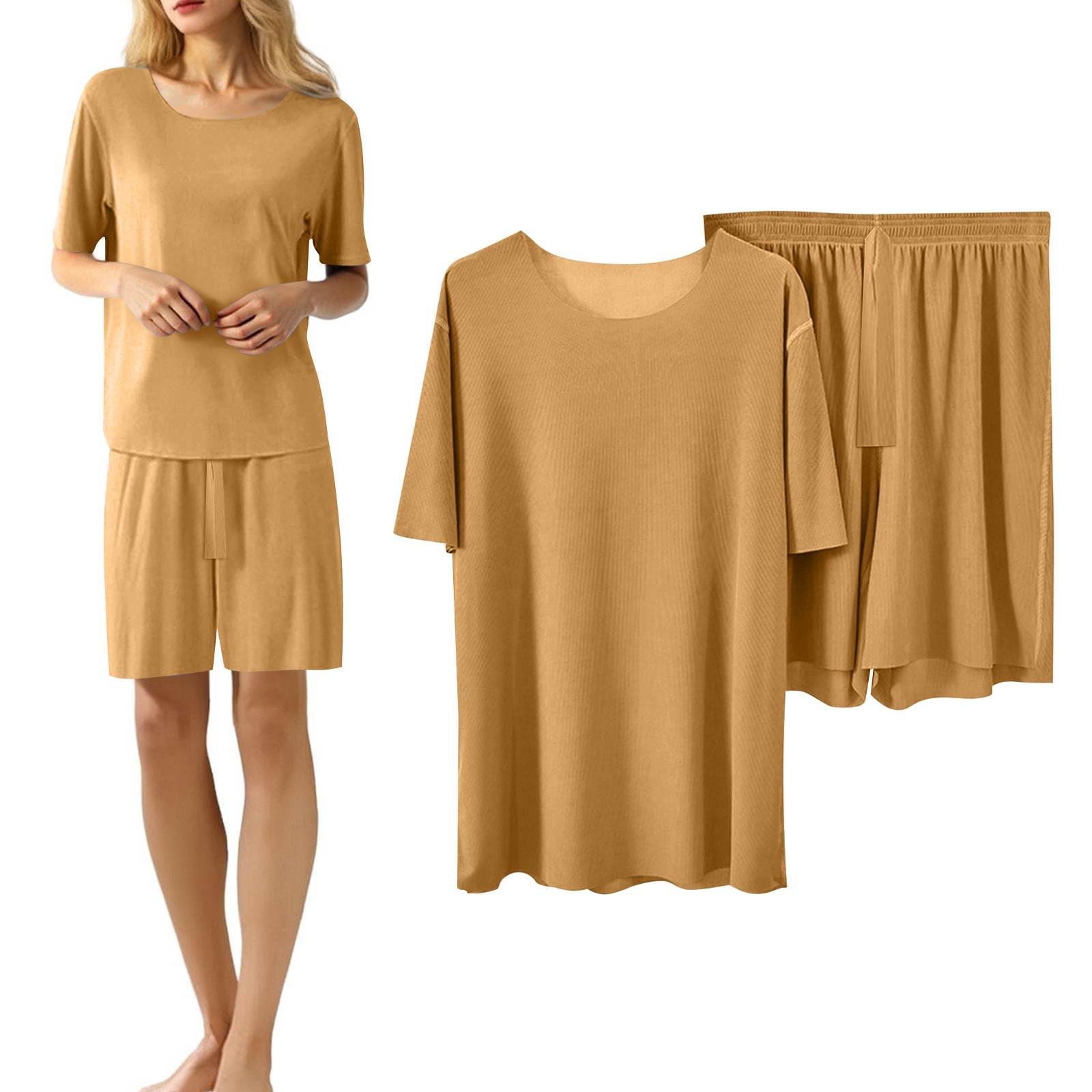 Женский повседневный пижамный комплект из двух предметов: шорты с коротким рукавом и штаны One Size жёлтый
Женский повседневный пижамный комплект из двух предметов: шорты с коротким рукавом и штаны One Size жёлтый