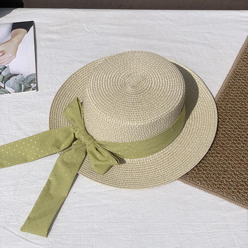 Women Straw Sun Hat Summer Beige Flat Top Hat with Polka Dot Bow Wide Brim Beach Hat for Travel
Women Straw Sun Hat Summer Beige Flat Top Hat with Polka Dot Bow Wide Brim Beach Hat for Travel