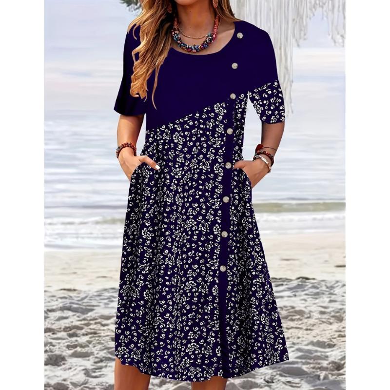JKASHDK Жіноча мода, літо, весна, повсякденні сукні з квітковим візерунком, короткими рукавами та круглим вирізом із вільною талією S синій
JKASHDK Жіноча мода, літо, весна, повсякденні сукні з квітковим візерунком, короткими рукавами та круглим вирізом із вільною талією S синій