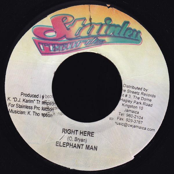 7inch Record ELEPHANT MAN - Right Here NONE Stainless Recor 2006 Jamaica Reggae, Ska & Dub Used
7inch Record ELEPHANT MAN - Right Here NONE Stainless Recor 2006 Jamaica Reggae, Ska & Dub Used