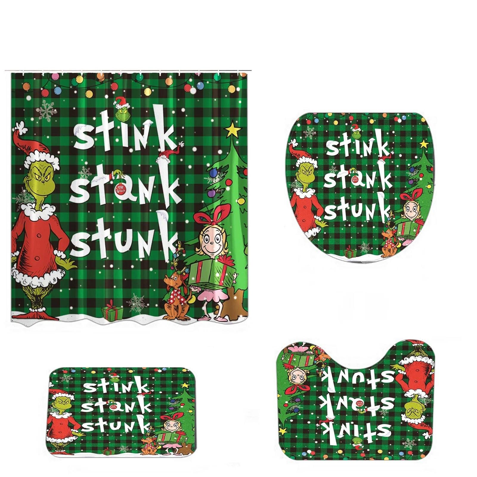 Festive Holiday Bathroom Set Shower Curtain, Toilet Lid Cover, Rug & Mat Christmas Decor, Green Plaid Design
Festive Holiday Bathroom Set Shower Curtain, Toilet Lid Cover, Rug & Mat Christmas Decor, Green Plaid Design