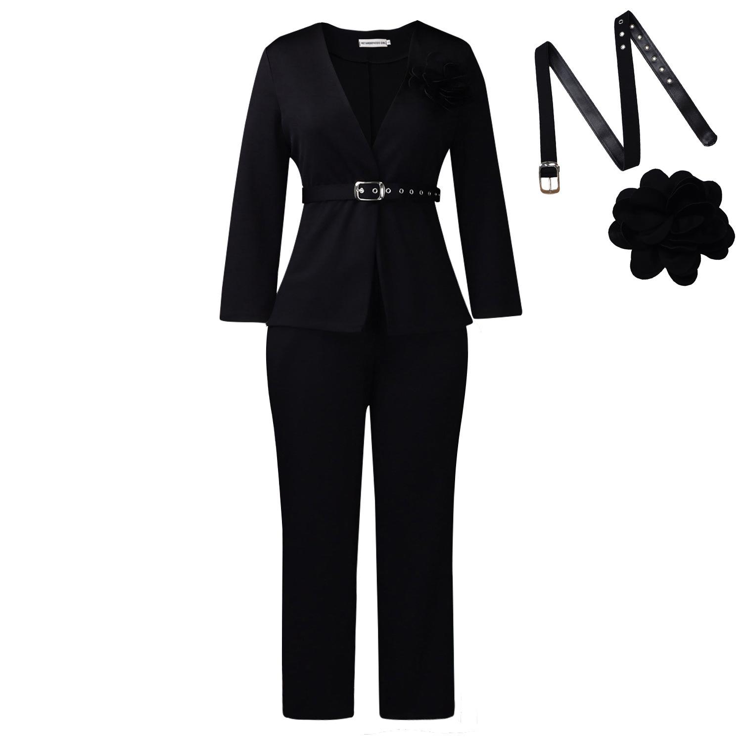 Dark Green Suit Set with 3D Floral Detail and Waist Belt XXXL
Dark Green Suit Set with 3D Floral Detail and Waist Belt XXXL