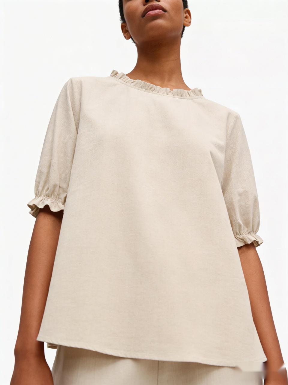 European & American Loose Ruffled Short-Sleeve Round Neck Linen Top with Mushroom Edge XXL
European & American Loose Ruffled Short-Sleeve Round Neck Linen Top with Mushroom Edge XXL