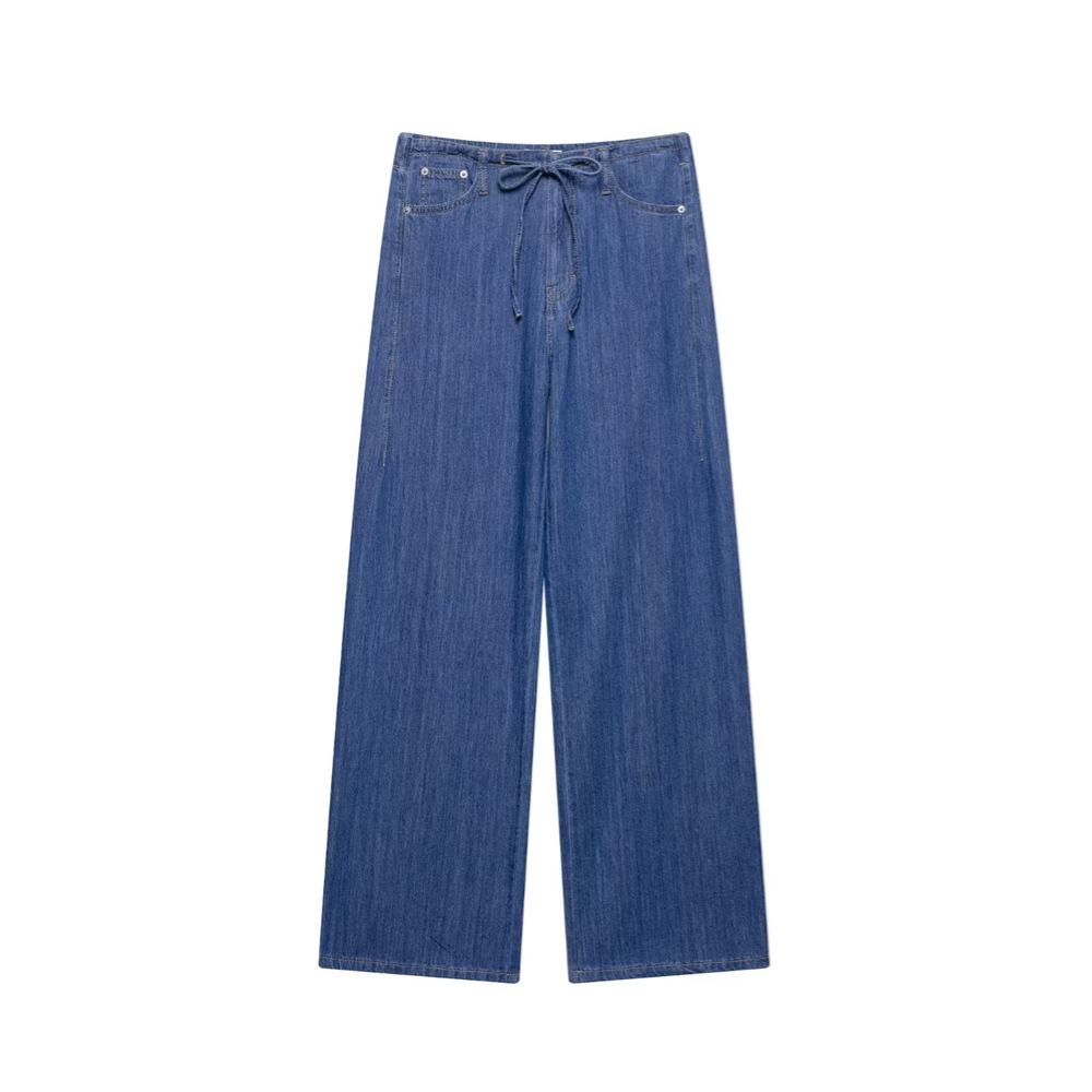 2025 Spring/Summer Women s Loose Casual Elastic Waist Drawstring Wide-Leg Denim Pants Extra Small синий
2025 Spring/Summer Women s Loose Casual Elastic Waist Drawstring Wide-Leg Denim Pants Extra Small синий