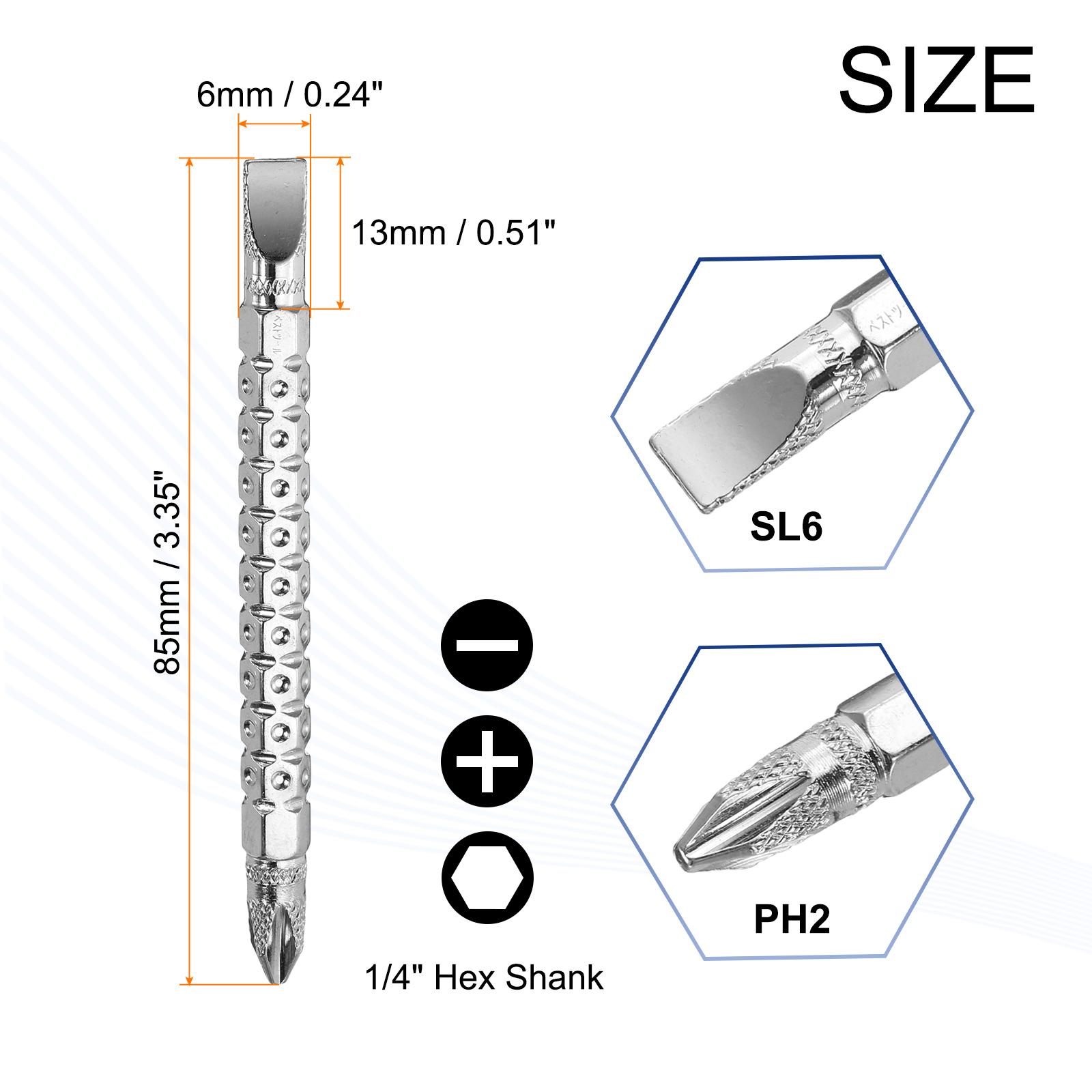 1/2pcs Magnetic Double Ended Screwdriver Bit PH2/SL6 1/4 Hex Shank CR-V Steel Phillips Cross Slotted Flat Screw Driver Bit
1/2pcs Magnetic Double Ended Screwdriver Bit PH2/SL6 1/4 Hex Shank CR-V Steel Phillips Cross Slotted Flat Screw Driver Bit
