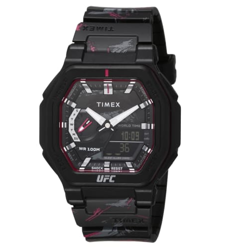 TIMEX UFC Fight Week Watch, Black Dial, Quartz Movement, 100M Water Resistance, Mineral Glass, 45mm, TW2V85300, Men s, Black
TIMEX UFC Fight Week Watch, Black Dial, Quartz Movement, 100M Water Resistance, Mineral Glass, 45mm, TW2V85300, Men s, Black