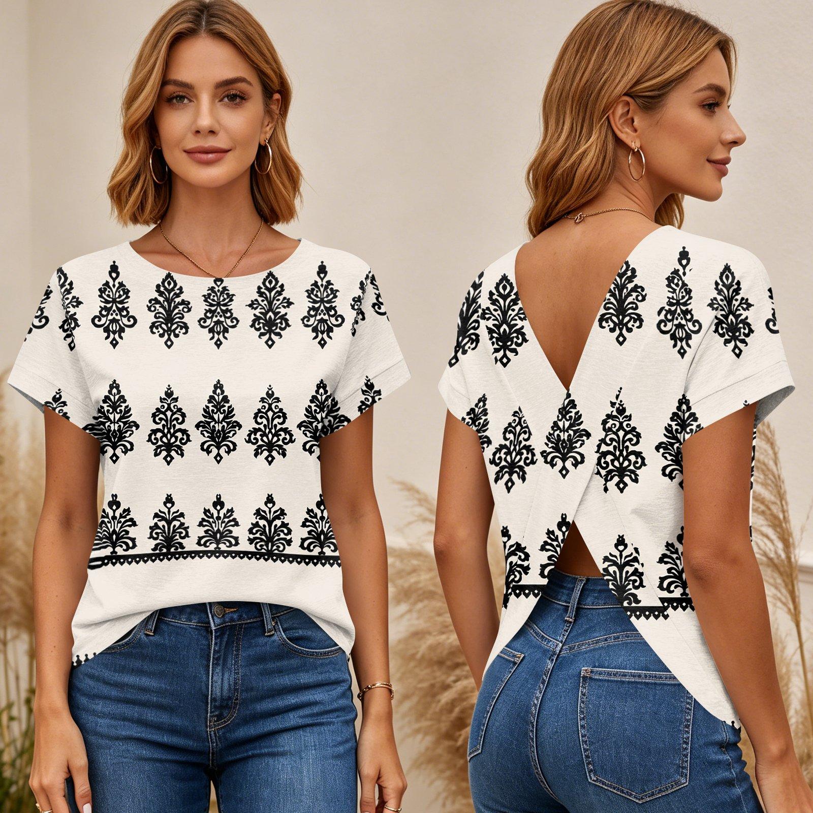 Womens Short Sleeve Top Geometric Print Cross Back T Shirt Lightweight Casual Blouse Summer Style M бежевий
Womens Short Sleeve Top Geometric Print Cross Back T Shirt Lightweight Casual Blouse Summer Style M бежевий